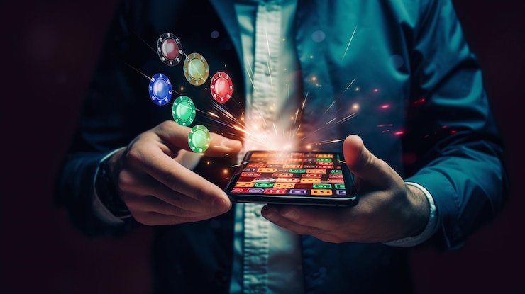 Tampilan neon duniavegas di layar ponsel